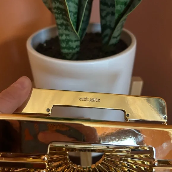 Cult Gaia Metallic Gaia's Ark Top Handle Clutch Nano Acrylic Crossbody Bag Gold - Picture 6 of 11